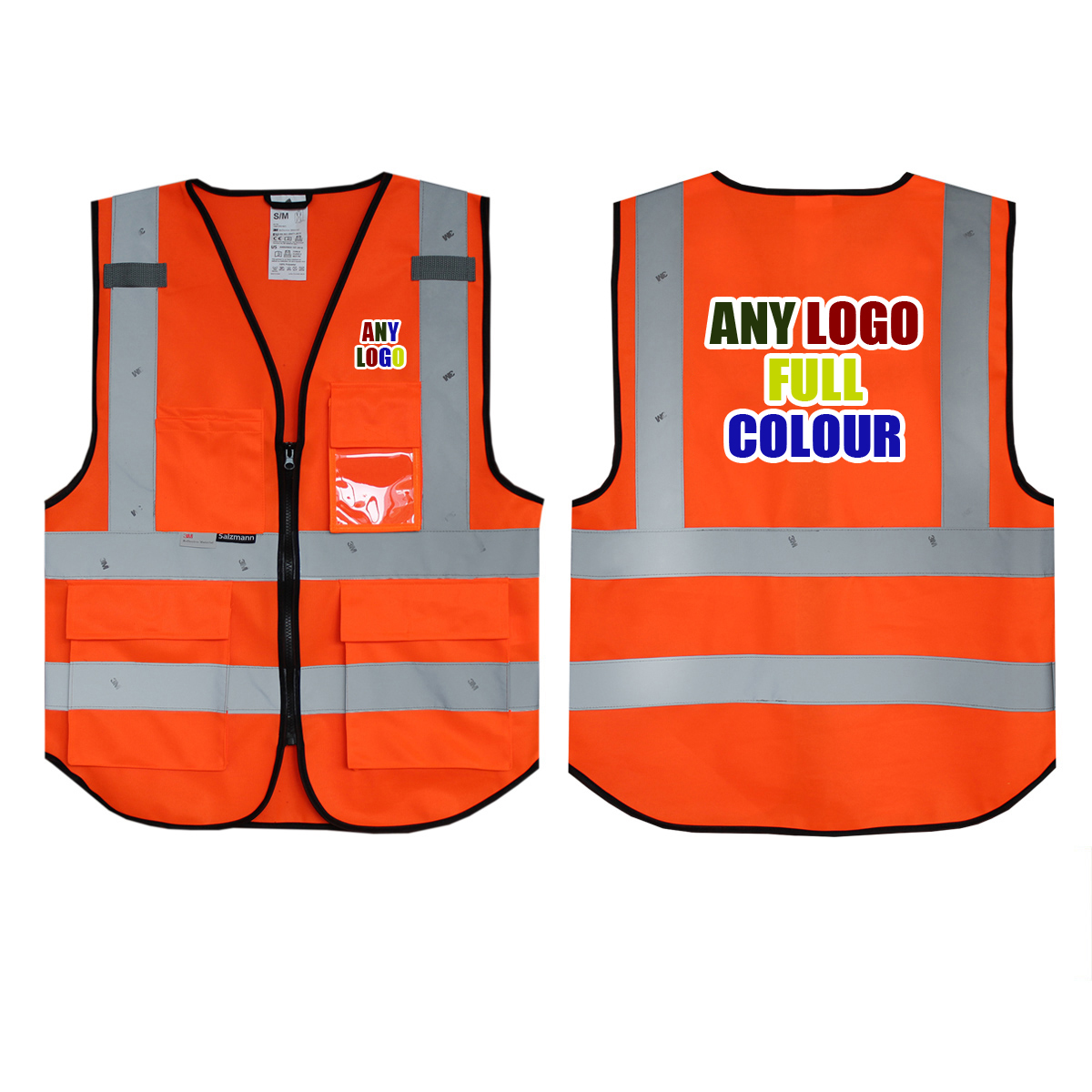 Personalised Salzmann 3M High HiVis Safety Vest Print Text Logo